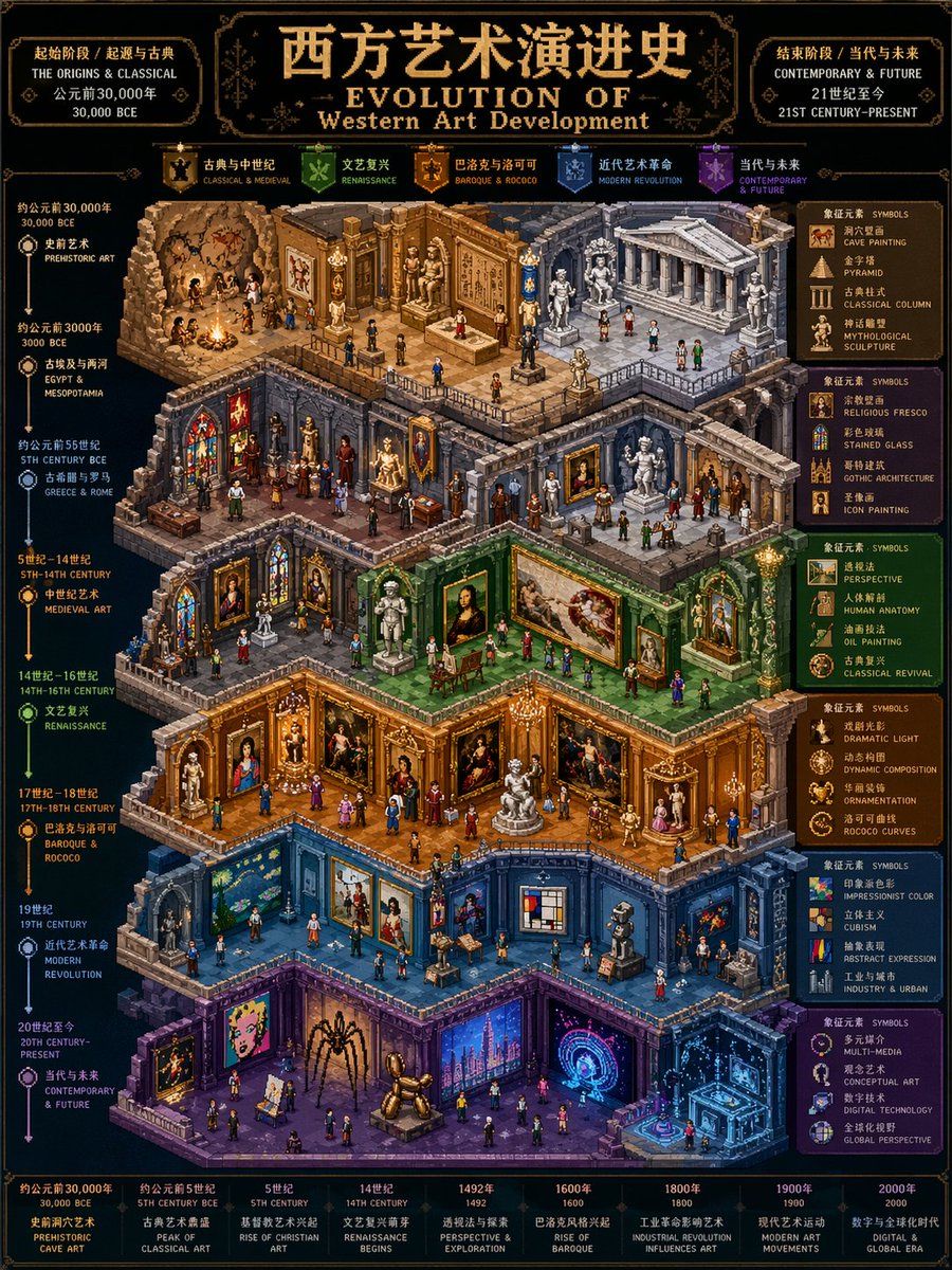 Isometric Pixel Art Evolution Museum - 2