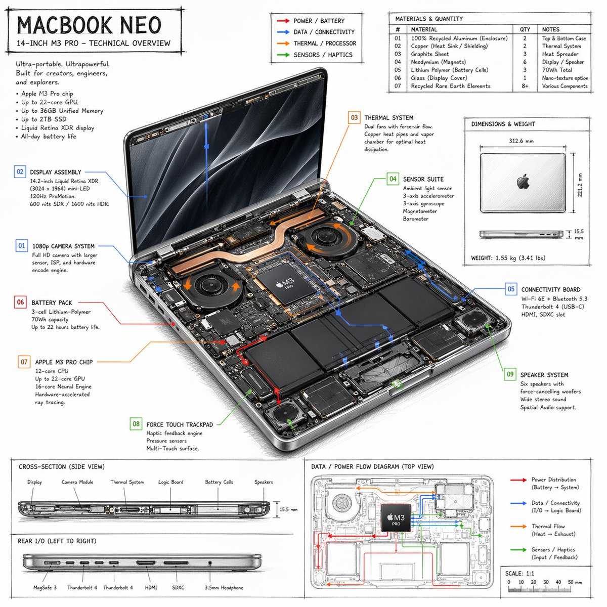 Laptop Technical Overview Infographic - 1