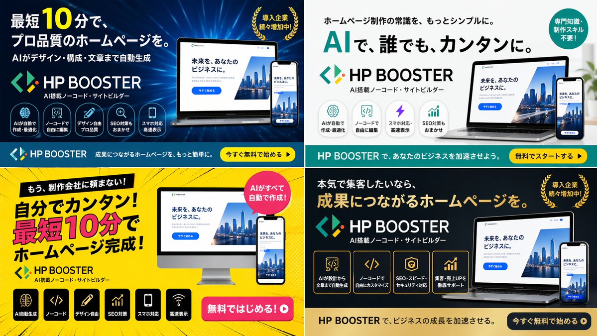 4-Panel SaaS Ad Banner Variations - 1