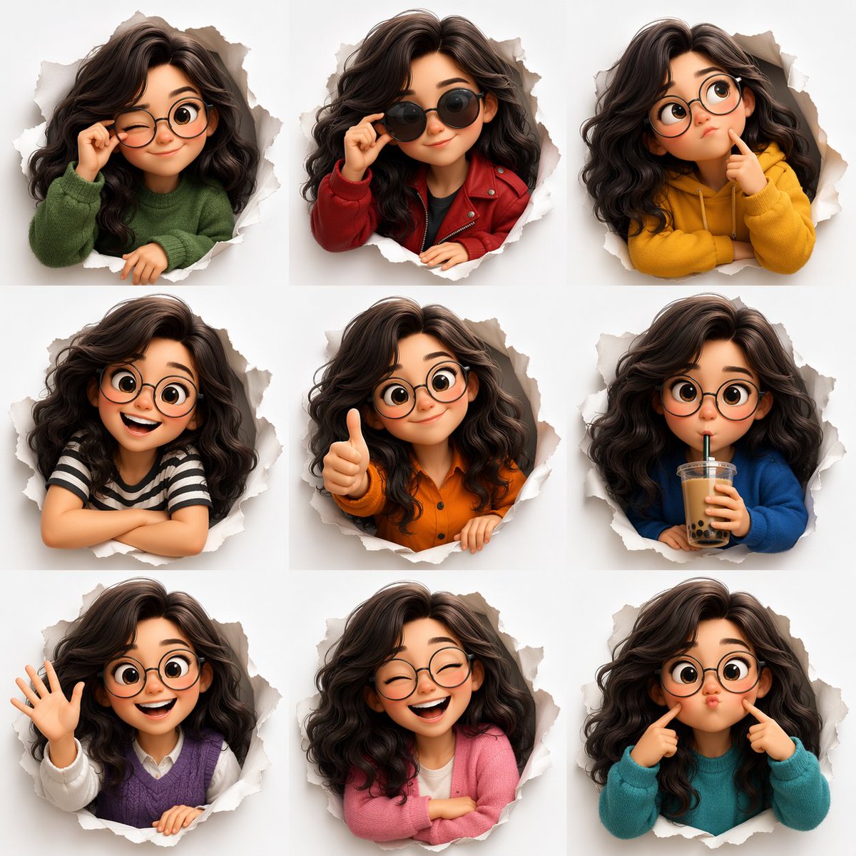 3D Animated Character Expression Grid - 1