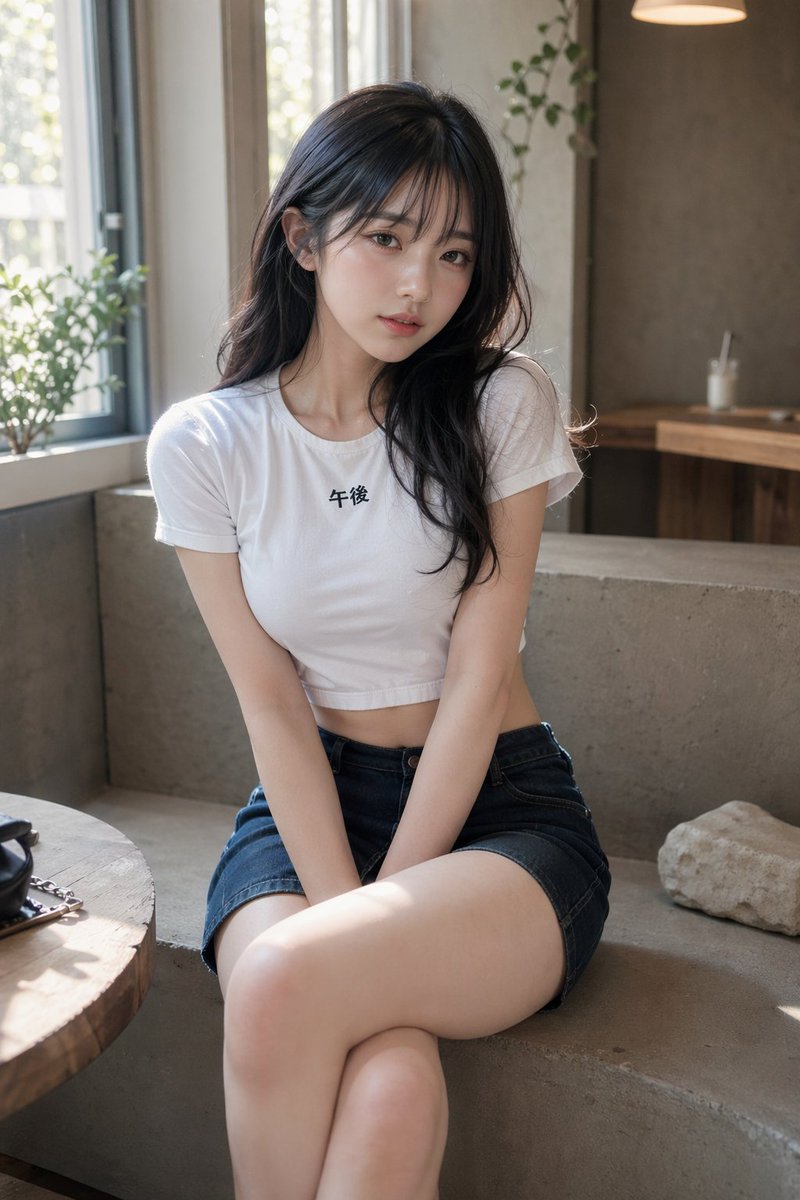咖啡馆柔光年轻女性肖像 - 3