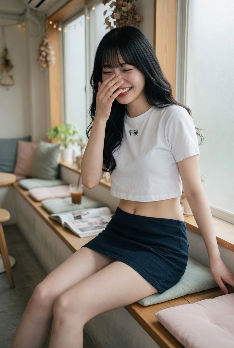 咖啡馆柔光年轻女性肖像 - 4