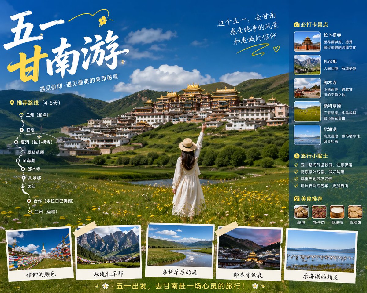 甘南黄金周旅行海报 - 1
