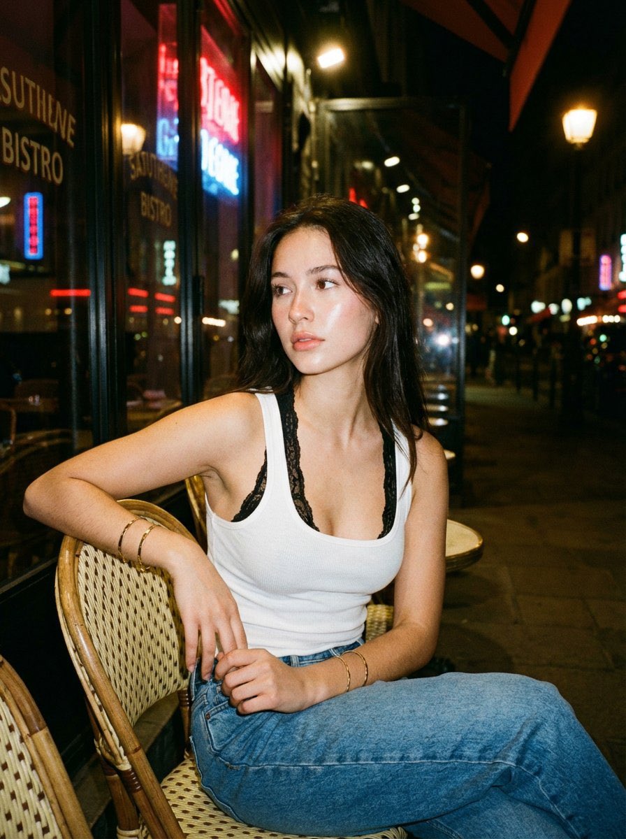 餐厅外夜间闪光灯人像 - 2