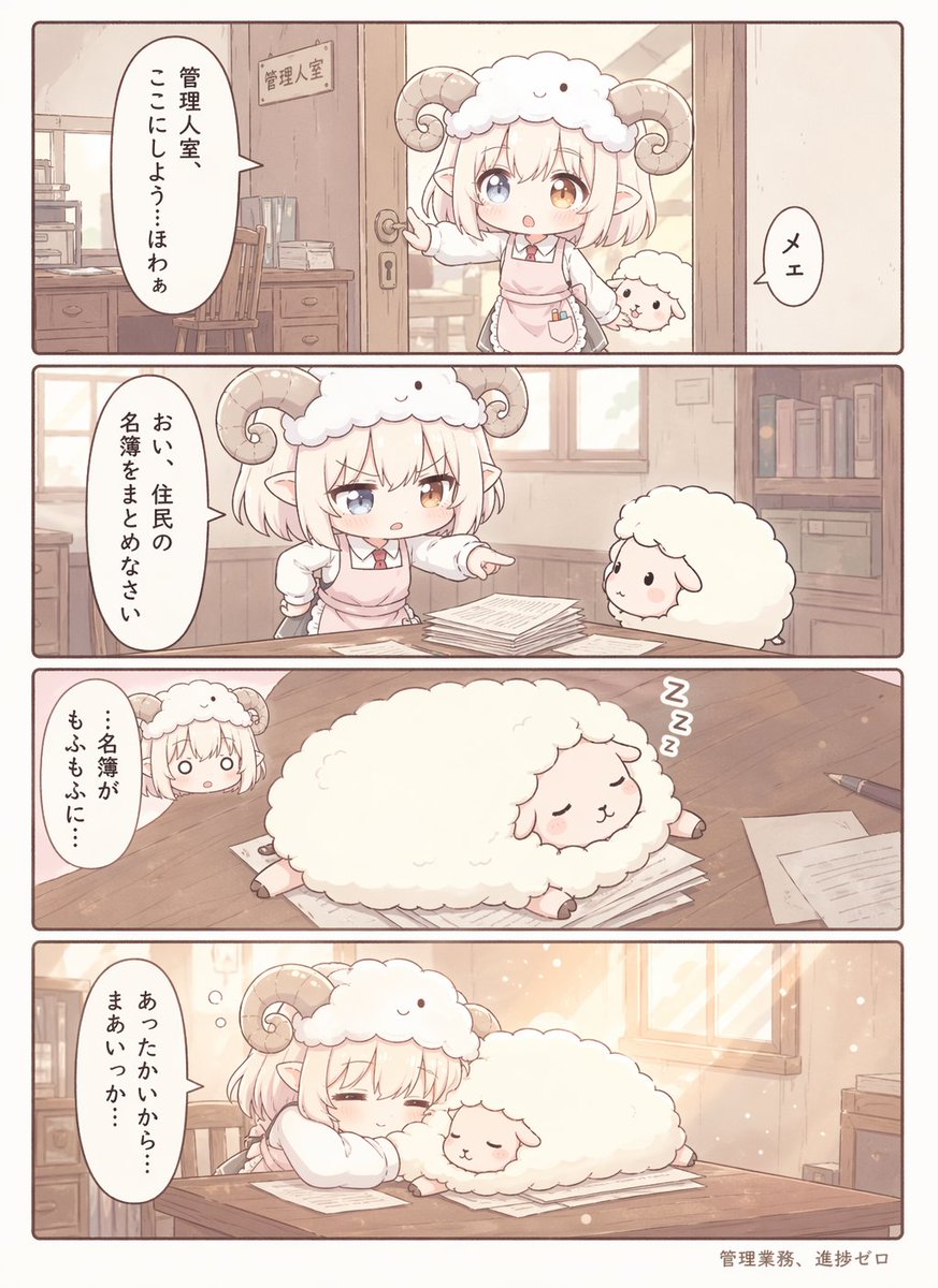 可爱的羊角少女办公室漫画页 - 2