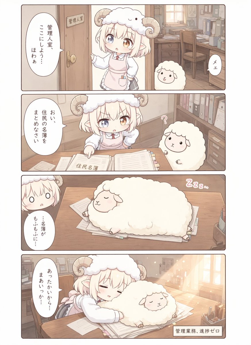 可爱的羊角少女办公室漫画页 - 3