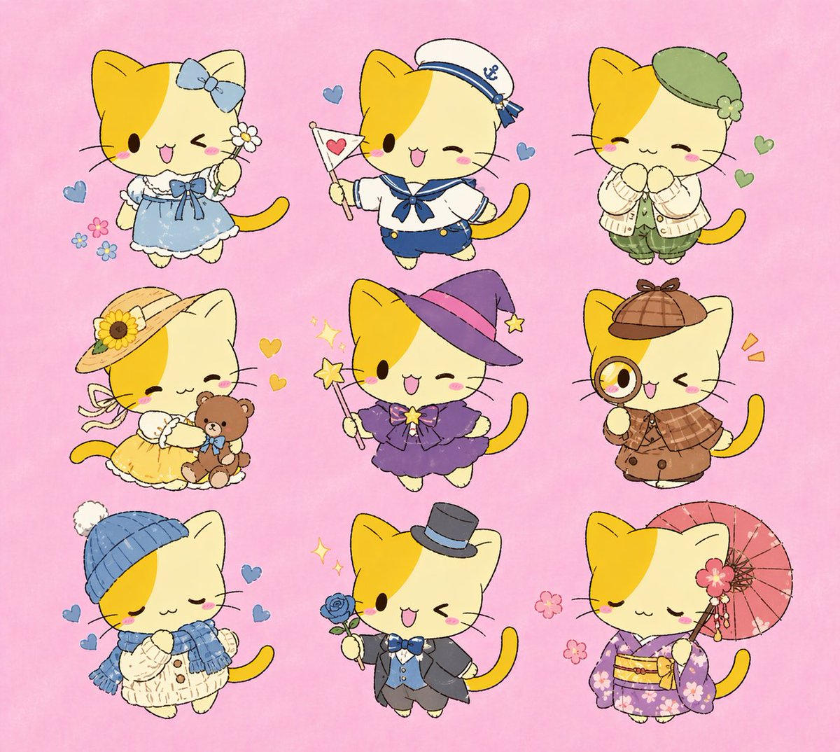 九款 Q 版小猫服装变体 - 1