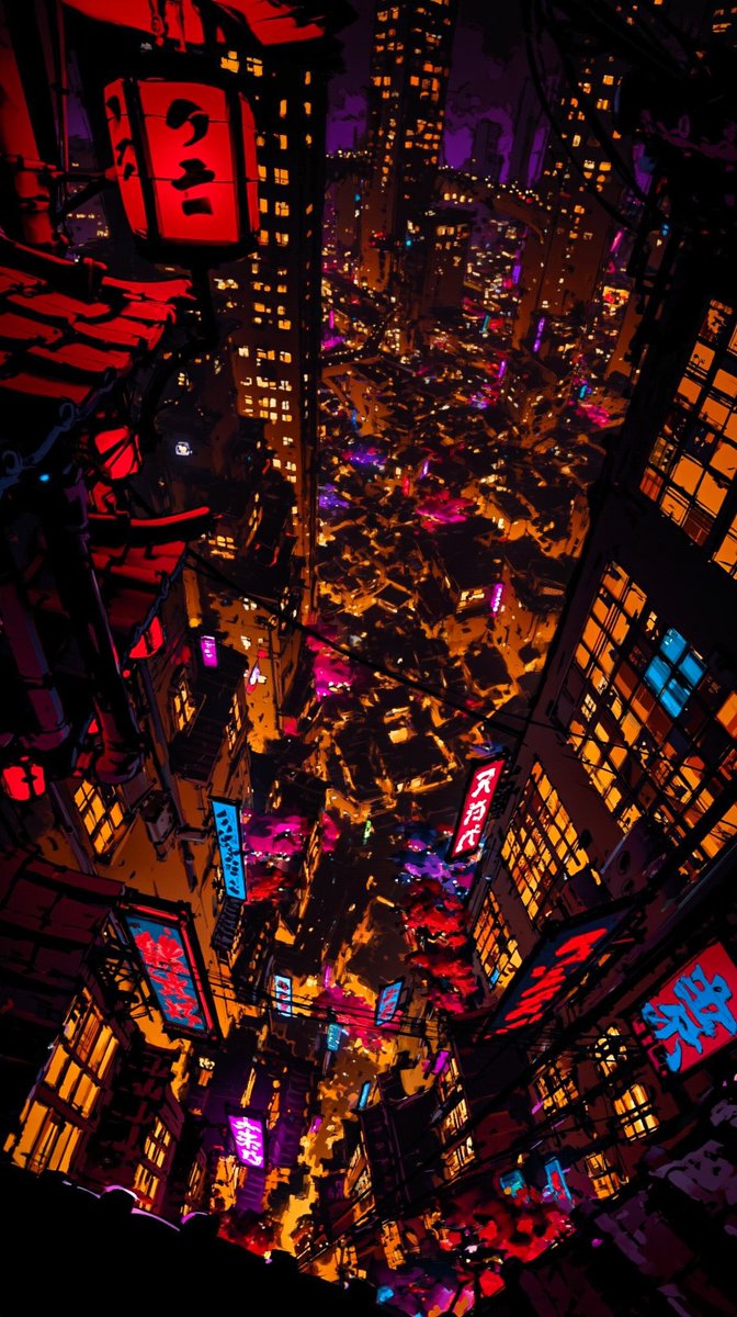 超现实霓虹日本大都市俯瞰图 - 1
