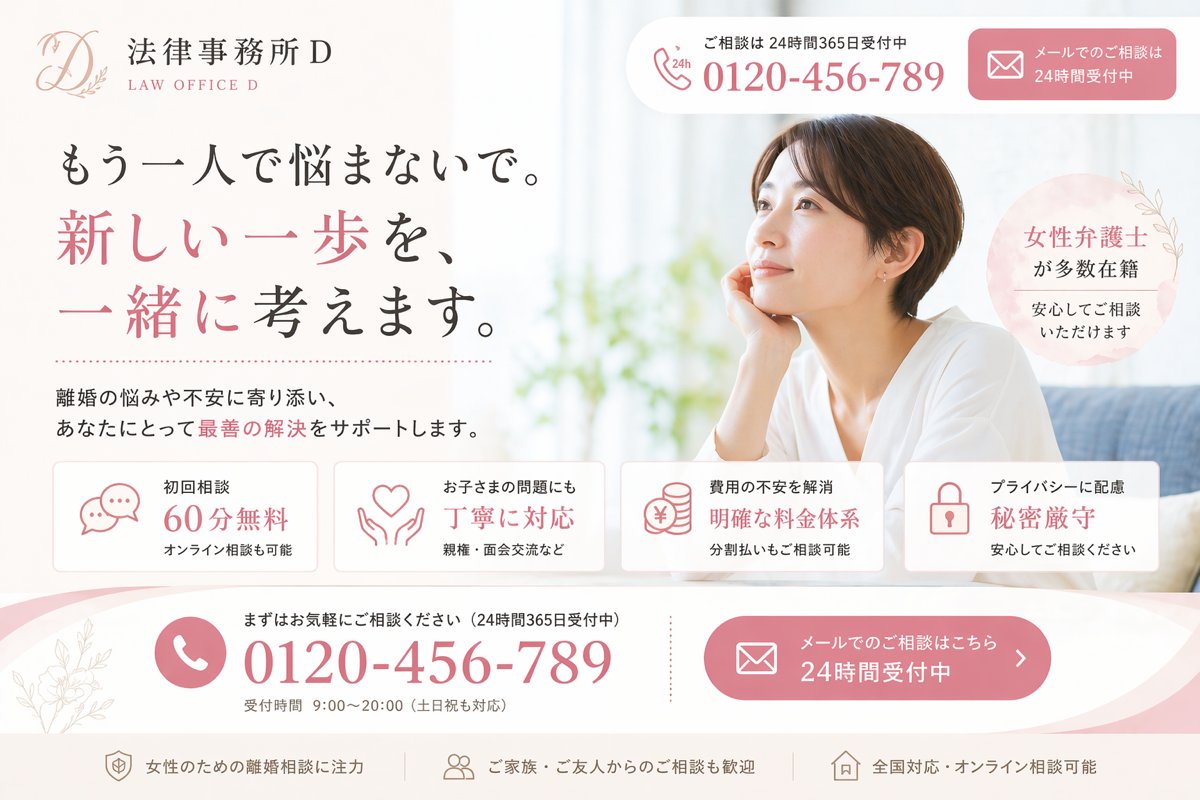 优雅的日本离婚法律服务 LP 首屏设计 - 1