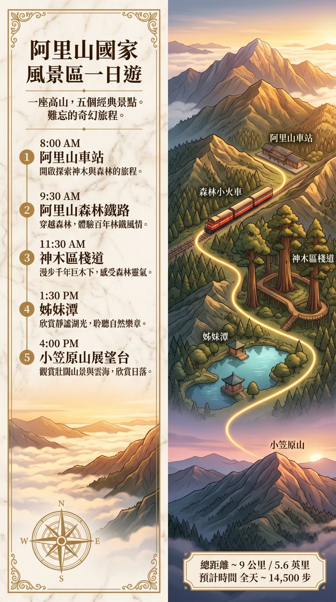 阿里山一日游旅行海报 - 2