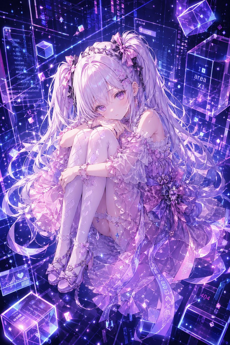 赛博水晶动漫少女肖像 - 1