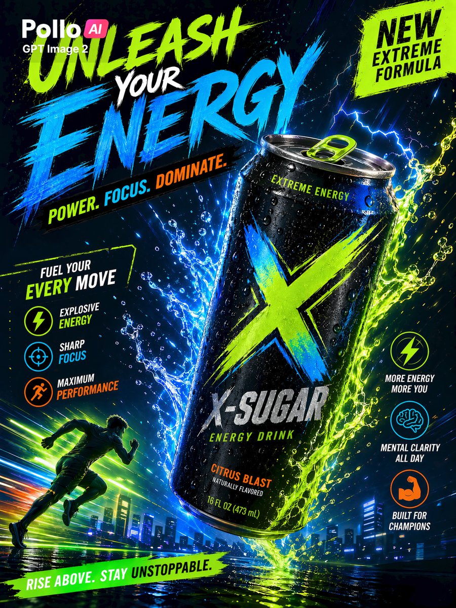Neon Energy Drink 运动海报 - 1