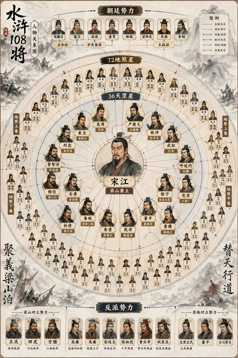 《水浒传》108 将人物关系图 - 1