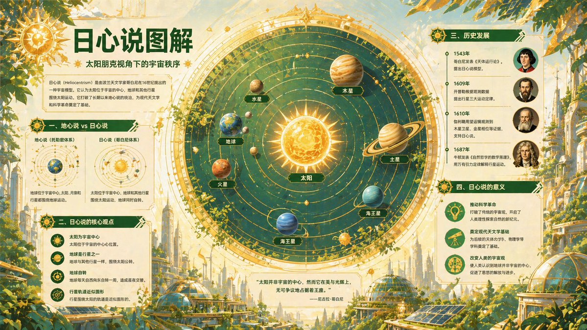 日心说科普信息图海报 - 1