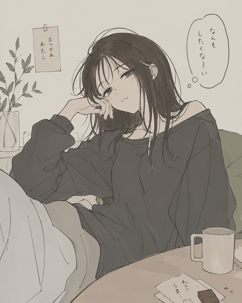 安静房间里疲惫的女孩 - 1