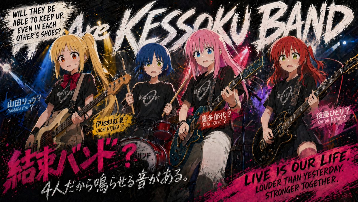 结束乐队 (Kessoku Band) 粗粝感动漫海报 - 2