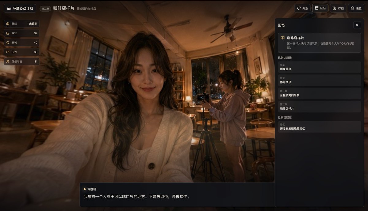 电影感咖啡馆视觉小说 UI - 1