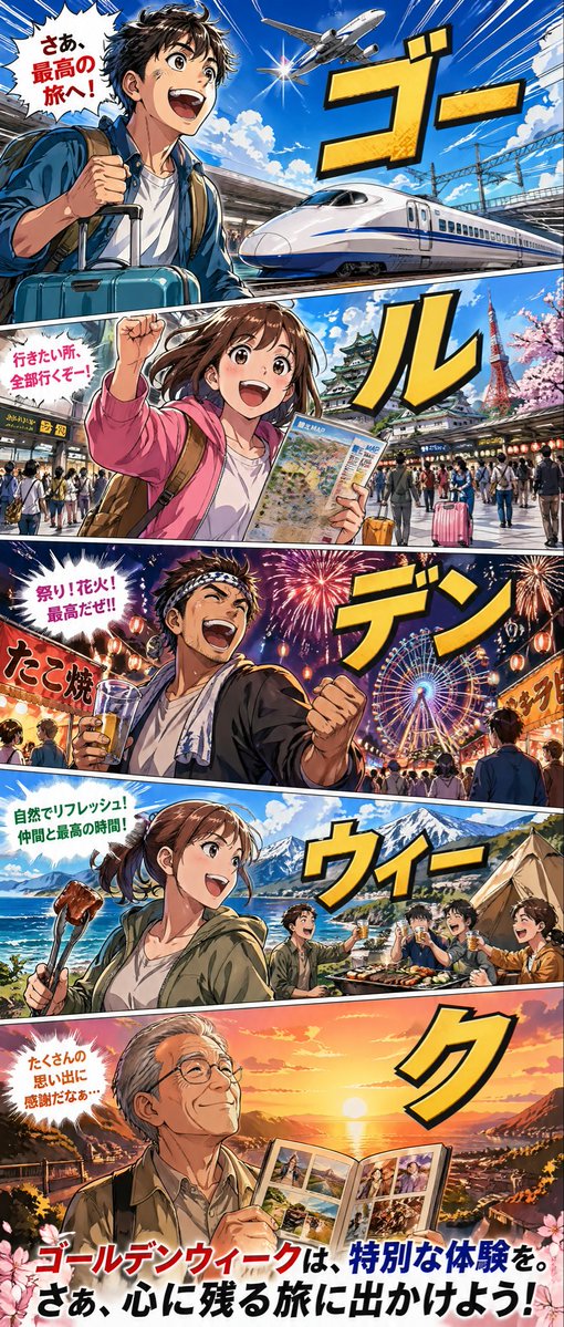 黄金周漫画风旅行海报 - 3