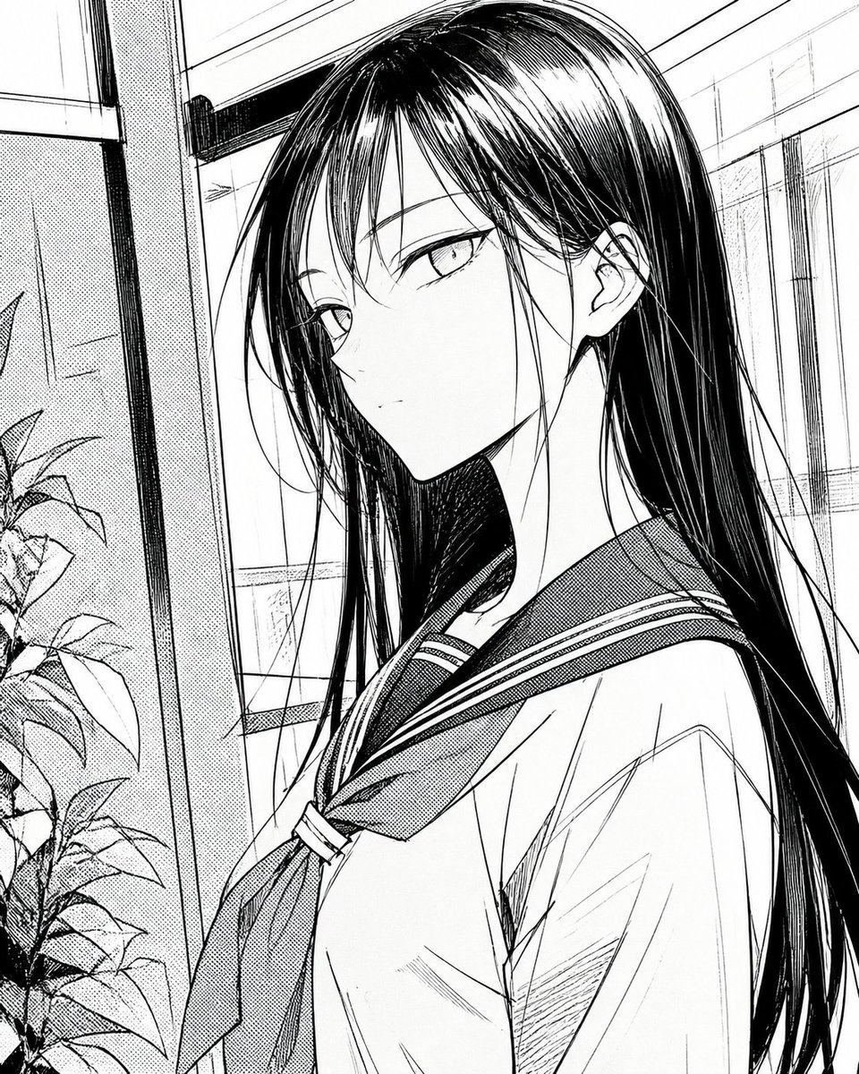 审查版漫画风女学生肖像 - 2