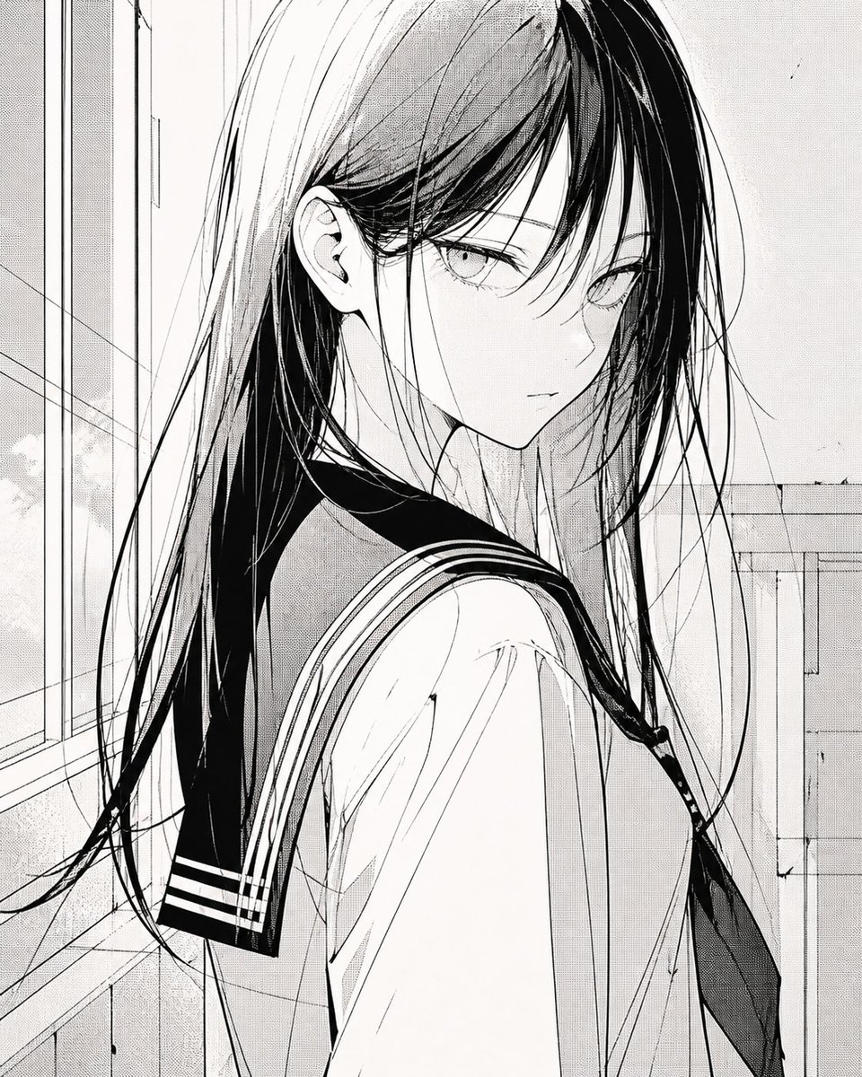 审查版漫画风女学生肖像 - 3