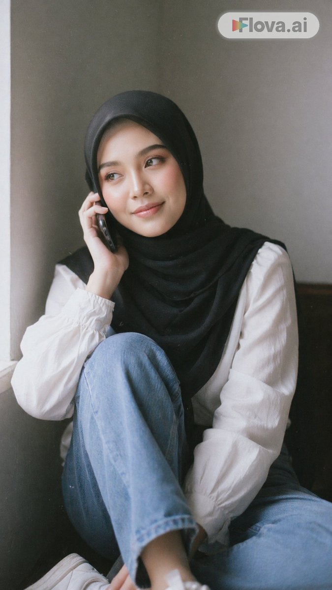 情绪感希贾布（Hijab）女性手机通话人像 - 2