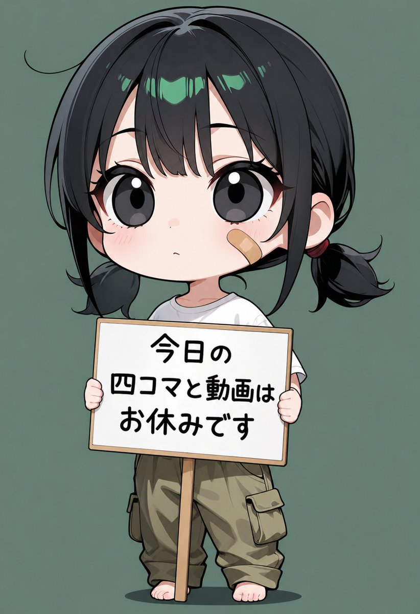 手持日文告示牌的 Q 版少女 - 1