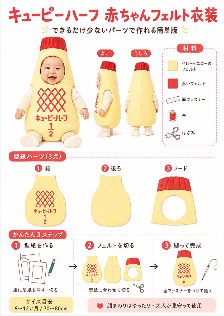 日式婴儿毛毡服装 DIY 手工图解 - 1