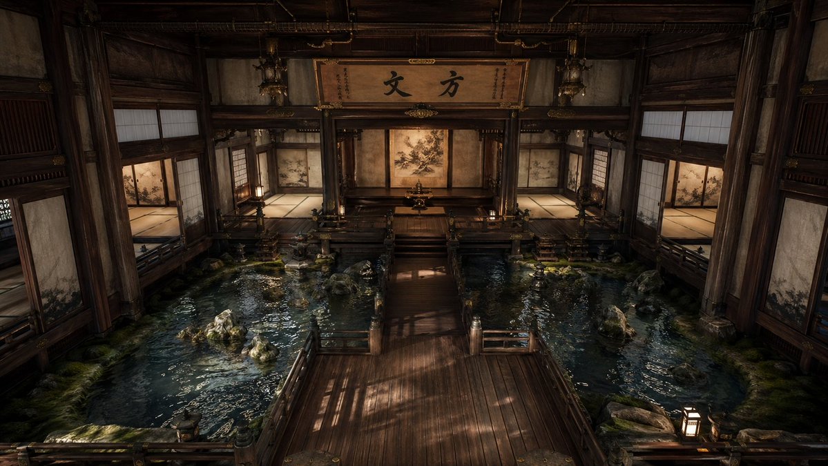 电影感日式寺庙大殿 - 1