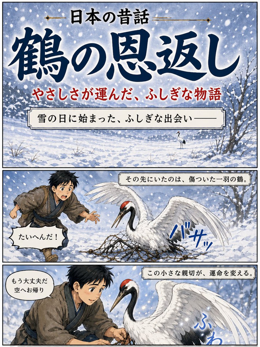 日本鹤之恩民间故事海报 - 1