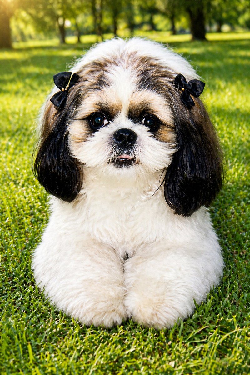 西施犬公园照片修复 - 1