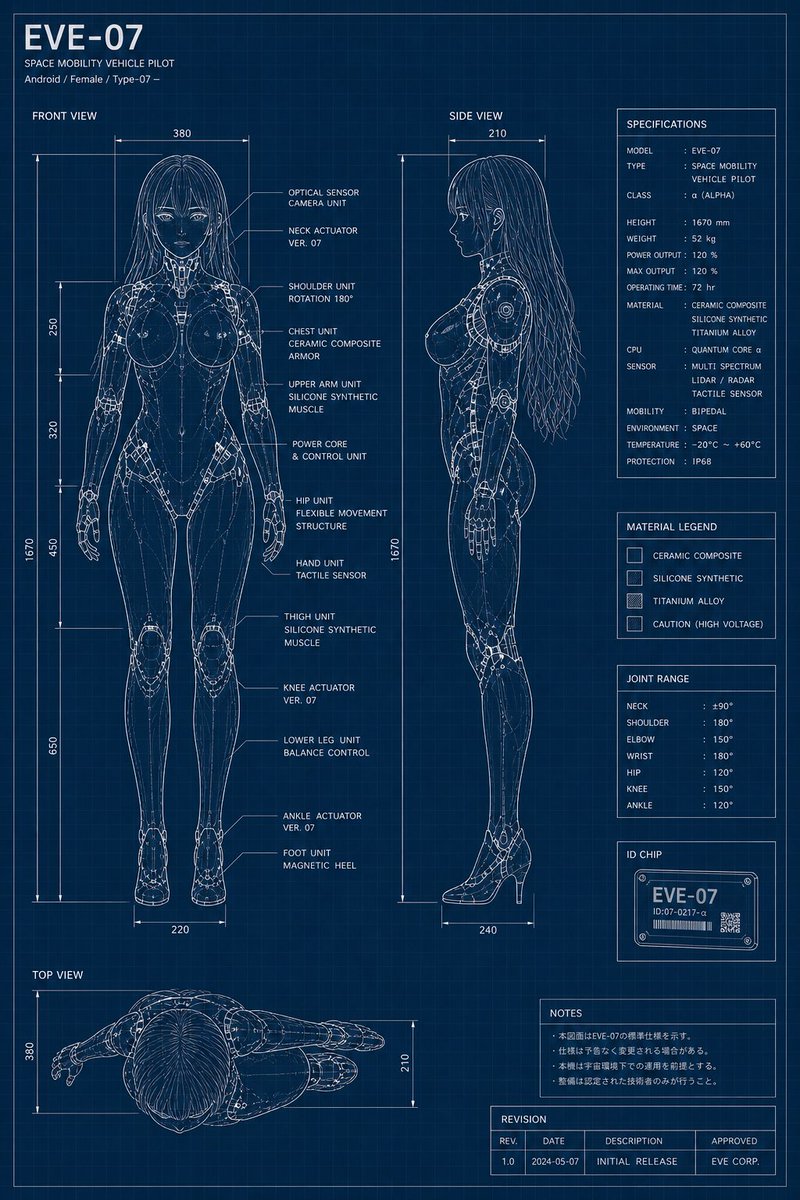 EVE-07 Android Blueprint Sheet - 1