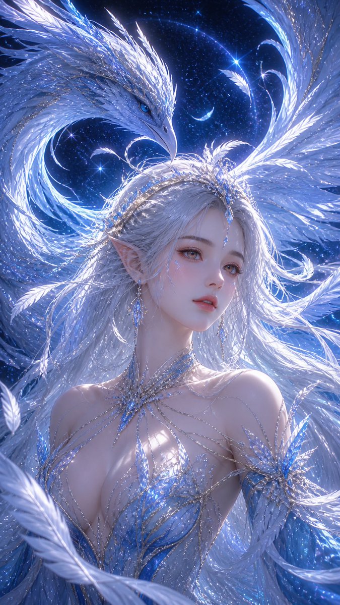 奇幻冰凤凰女神插画 - 2