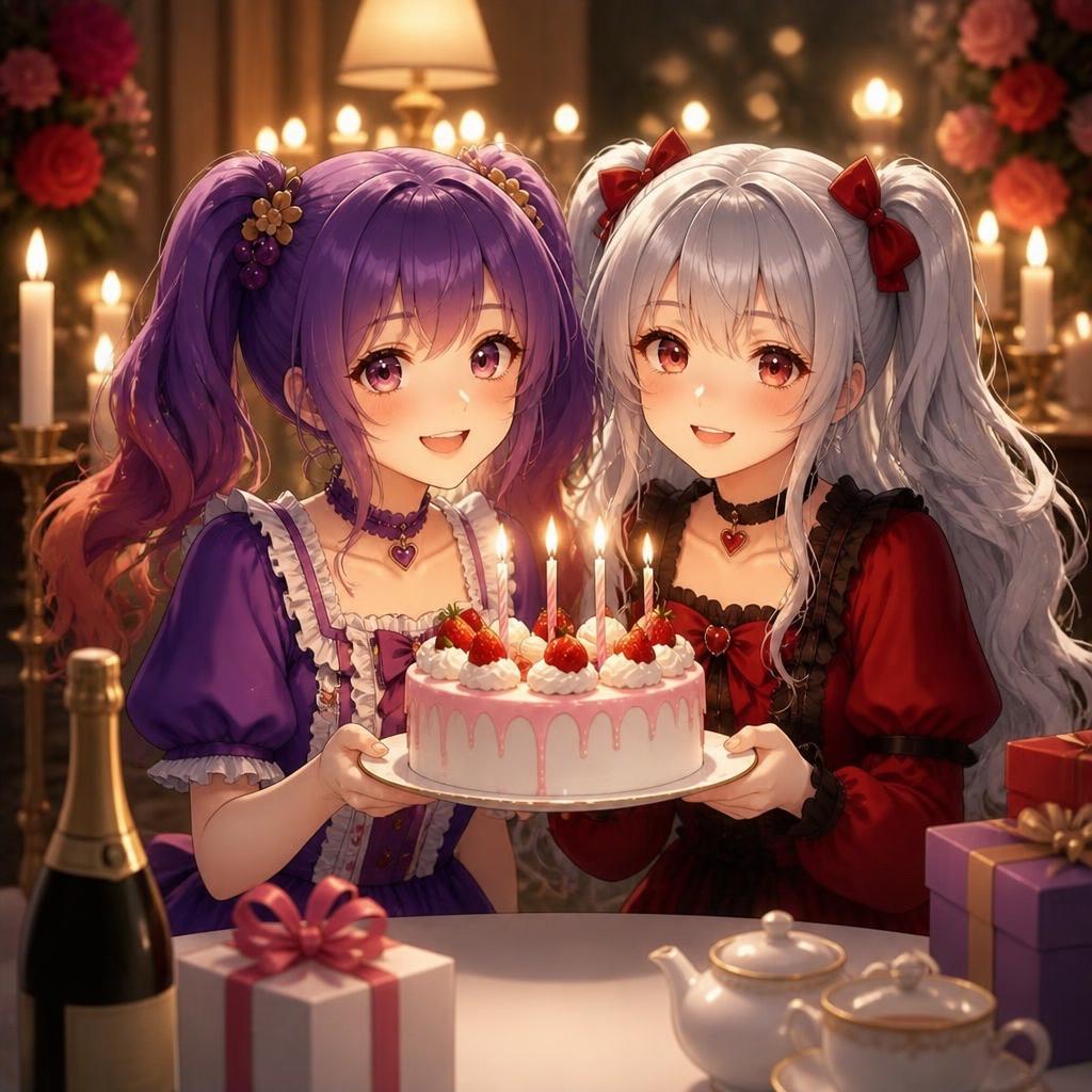 Candlelit Anime Birthday Twins - 1