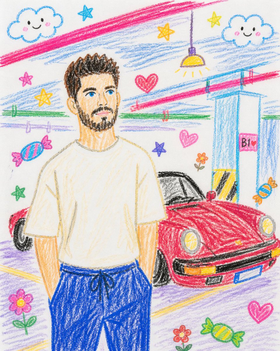 Childlike Crayon Drawing Re-creation - 1