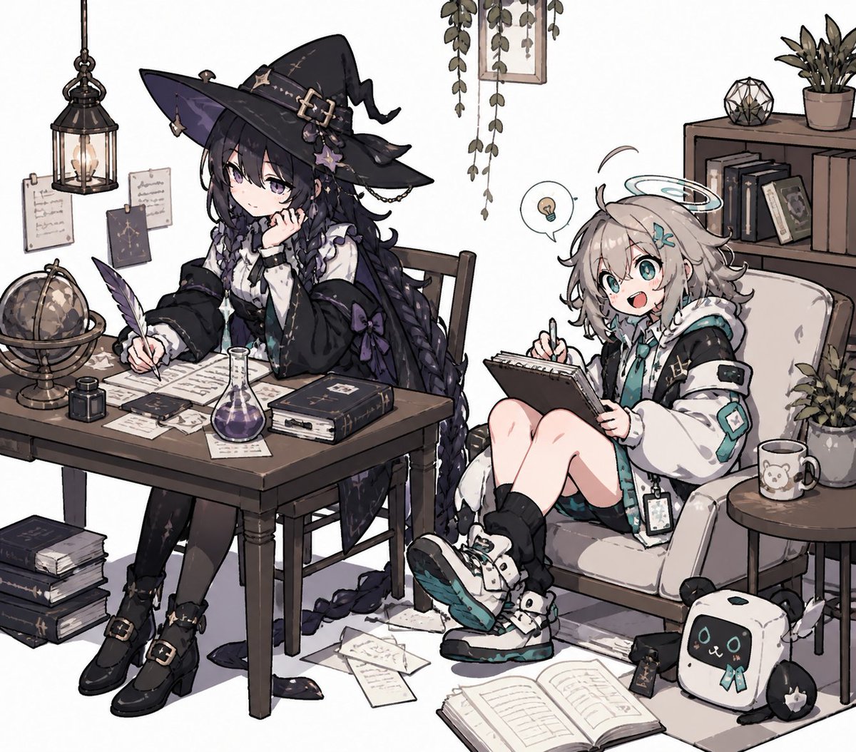 Cozy Witch and Halo Girl Study Scene - 1