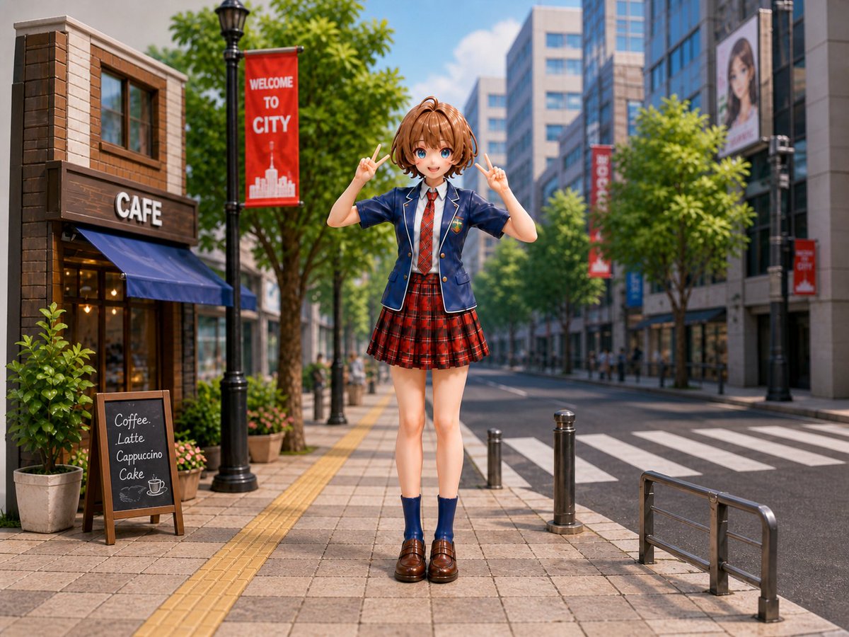 Anime Schoolgirl City Diorama - 1