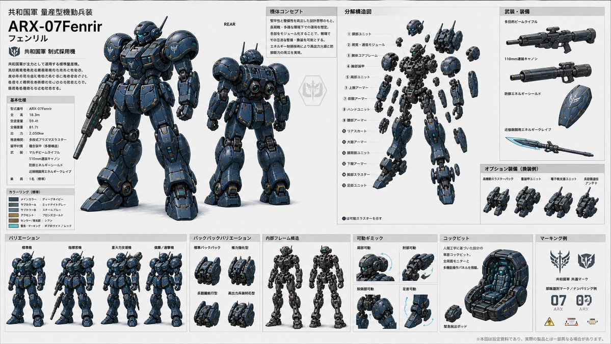 ARX-07 Fenrir Mecha Spec Sheet - 1