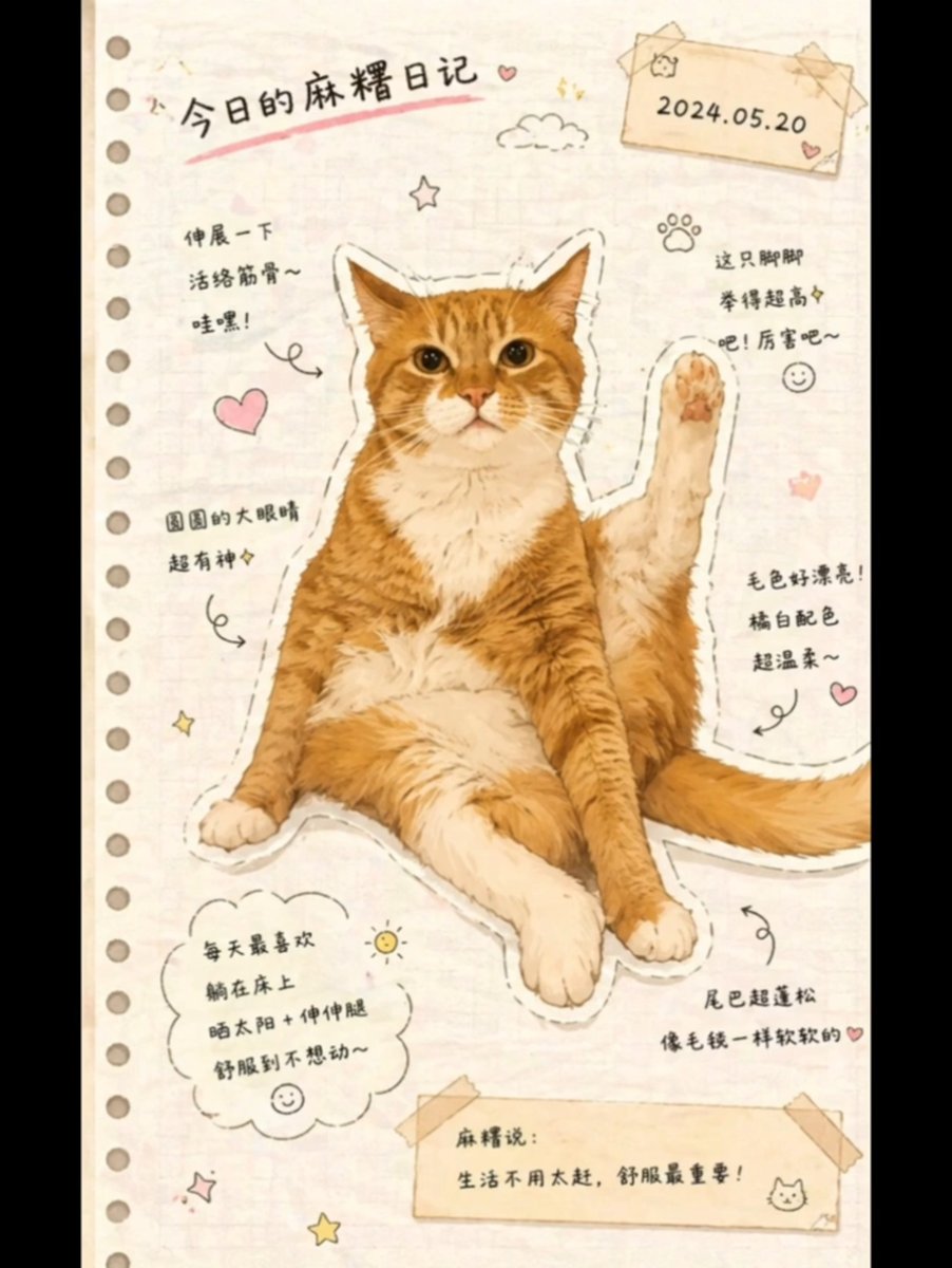 日式手账风猫咪日记 - 2